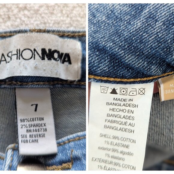 Fashion Nova Back Talking Stretch Straight Cargo Jeans  Sz 7 - Picture 13 of 13